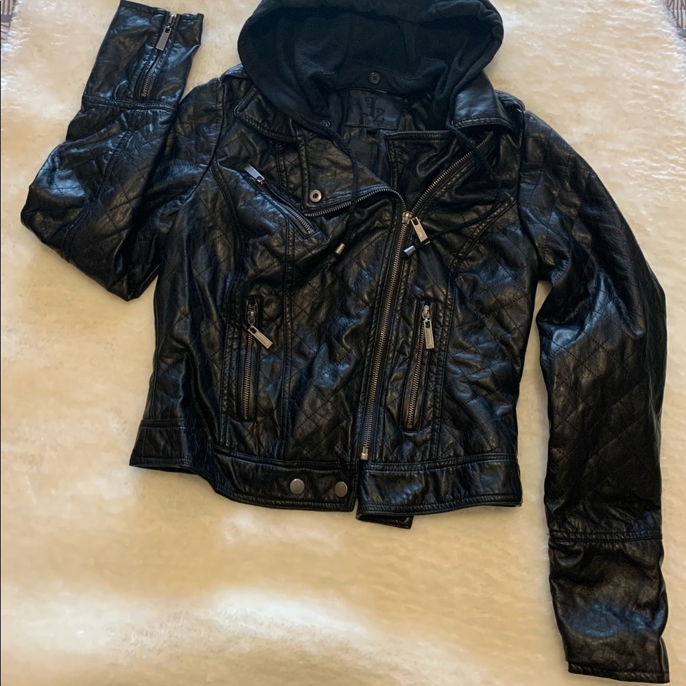 J2 Faux Leather Jacket Sweatshirt
